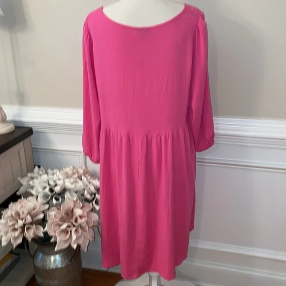 Torrid Pink Mini Rayon Slub Pintuck Neck Skater Dress Size 2X (18-20) NWT - Picture 9 of 14